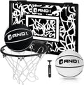 Over the Door Mini Basketball Hoop: 18x12 Shatterproof Backboard, 2 Mini Basketballs, and Hand Pump Included