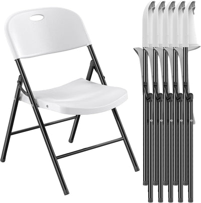 350 Weight Limit Heavy Duty Plastic Folding Chair with Reinfoced Steel Frame for Indoor and Outdoor, Wedding, Party