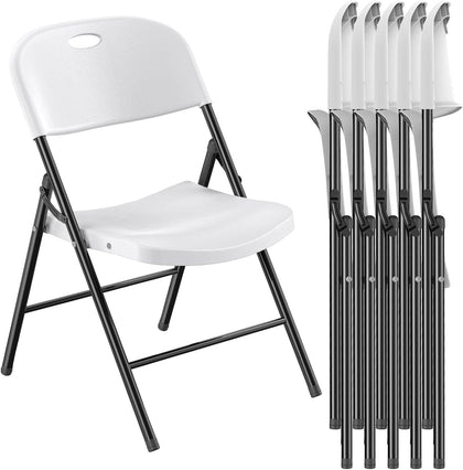 350 Weight Limit Heavy Duty Plastic Folding Chair with Reinfoced Steel Frame for Indoor and Outdoor, Wedding, Party