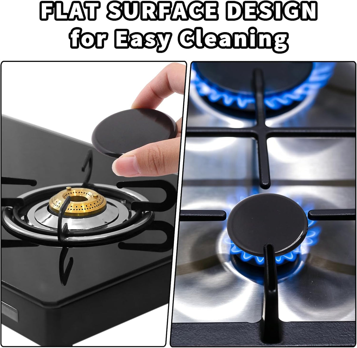 Gas Stove Burner Caps Set- 4PCS Burner Covers for Gas Stove, Glossy
