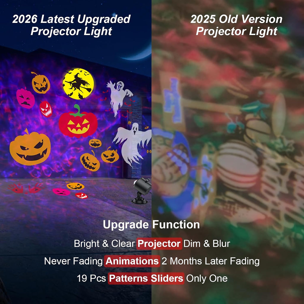 Brighter Halloween Decorations Projector Lights, 2026 Upgraded Holiday Projectors, Christmas Projector with 19 HD