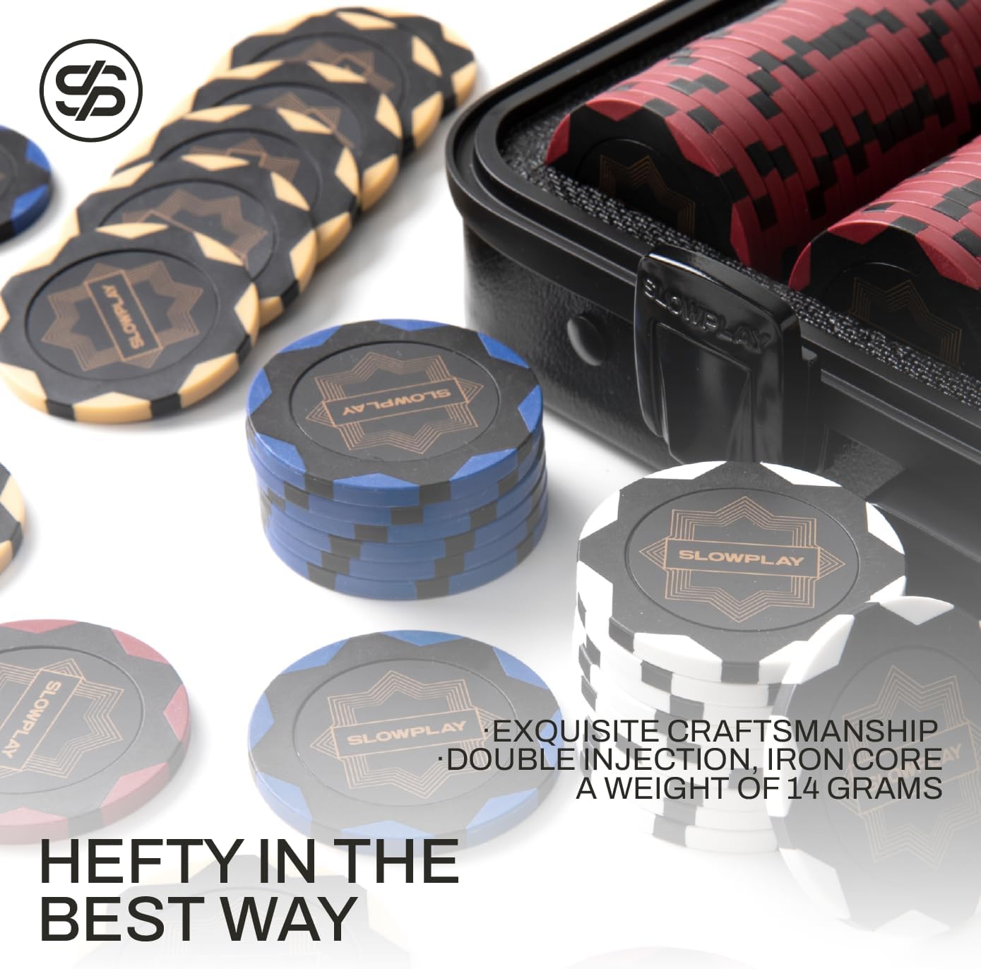 Nash Clay Poker Set, 14g&40mm Poker Chips for Texas Hold'em | Black Gold Edition; 500 pcs Numbered Full Set; premium
