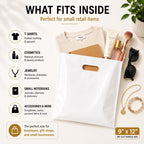 Large Plastic Merchandise Bags, Die Cut Handle Retail Shopping Bags, Glossy Poly Bags for Clothing, Shoe Boxes