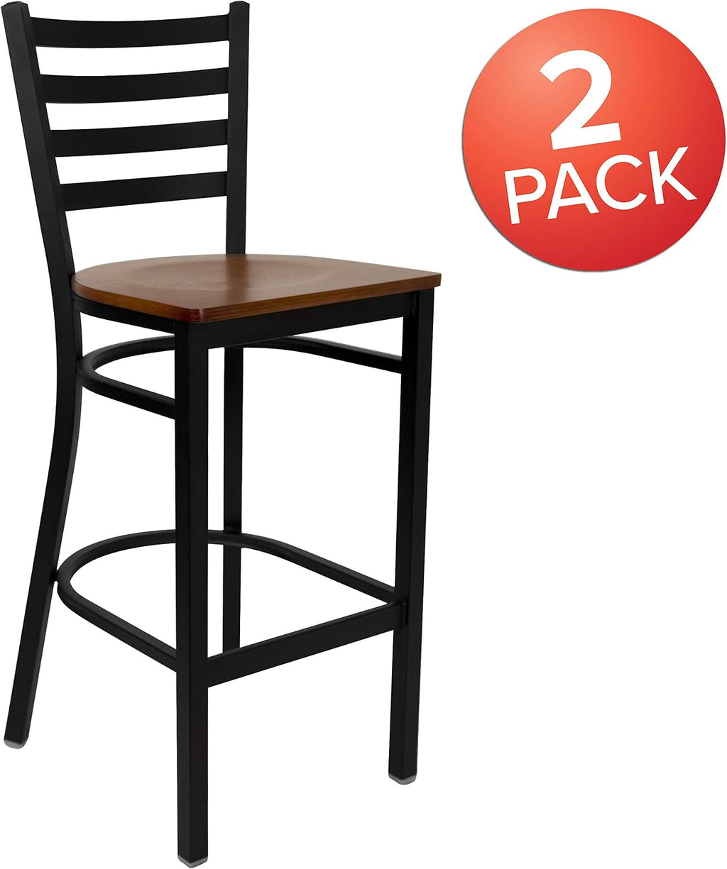 Hercules Ladder Back Restaurant Barstool, Cherry, 2-Pack