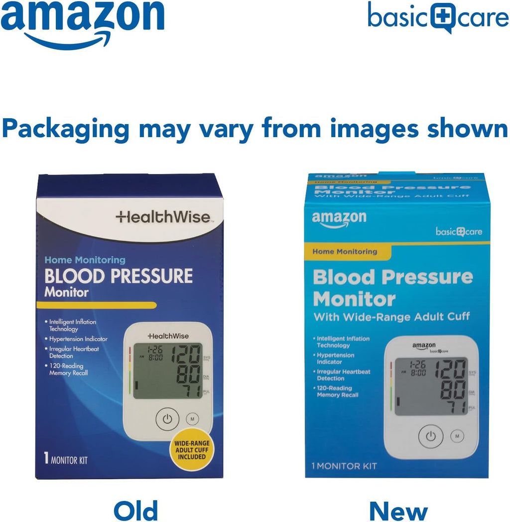 Blood Pressure Monitor, Wide Range Arm Cuff, Intelligent Inflation Technology, Home Monitoring, Hypertension