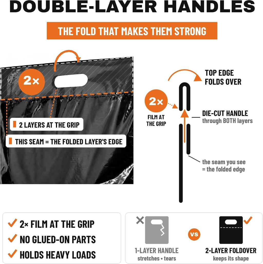 16x18 Large Plastic Shopping Bags for Small Business - Bags with Handles