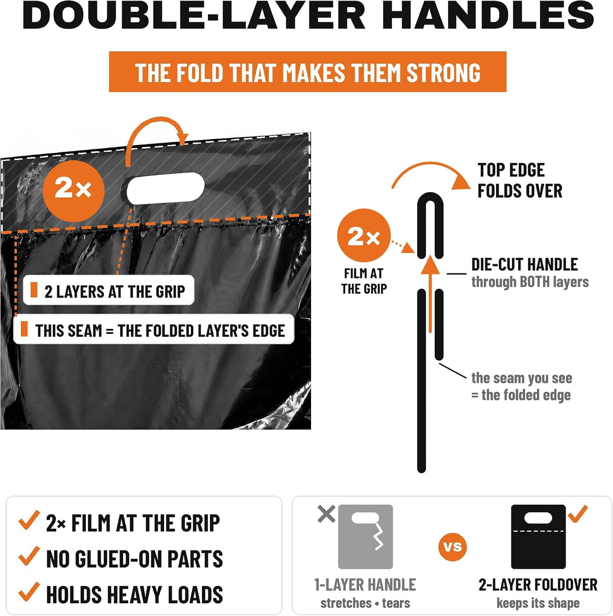 16x18 Large Plastic Shopping Bags for Small Business - Bags with Handles