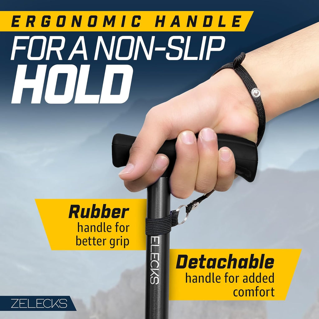 Walking Cane for Women & Men - Self Standing Adjustable Folding Cane with T Handle and 360 Pivot Base - Lightweight