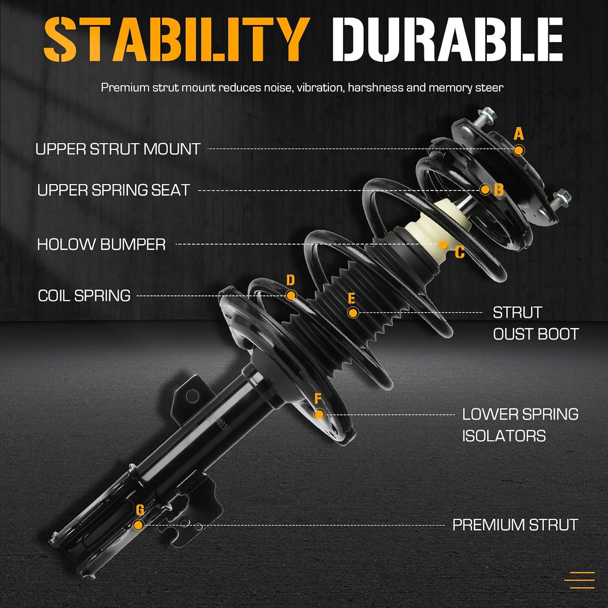 Front Complete Strut Coil Spring Assembly Shock Absorber fit for Toyota Camry V6 2004 2005 2006, Solara V6 2004-2006, for Lexus ES330 2004-2006, Replace 172205 172206
