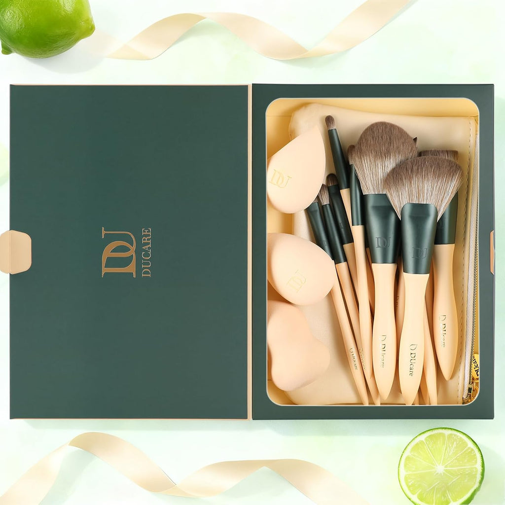 18 Makeup Brushes Set Makeup Sponges Cosmetic Bag