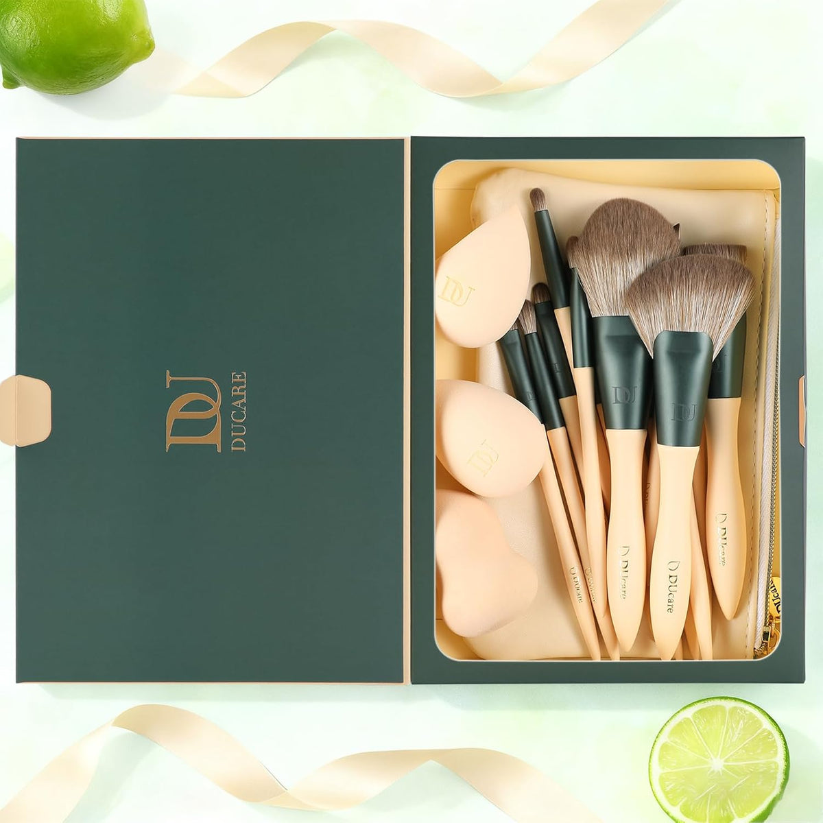 18 Makeup Brushes Set Makeup Sponges Cosmetic Bag