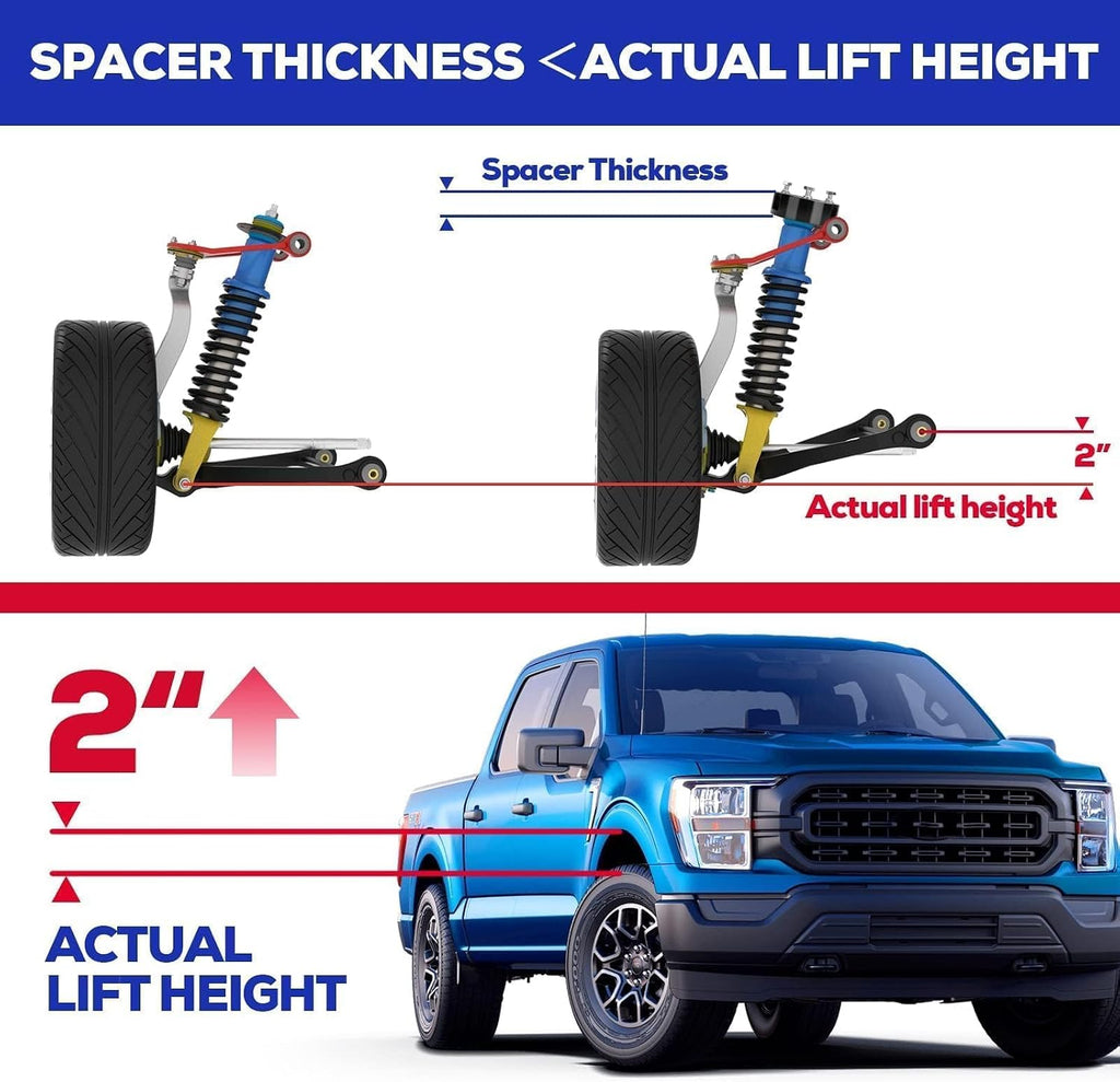 KSP 2-inch Leveling Kit for F150 (2004-2026) 2WD 4WD, Forged Aircraft Aluminum Front Lift Spacers, Compatible with Ford Expedition 03-18 & Lincoln Mark LT, Heavy Duty 12.9 Grade Bolts - 2" Lift