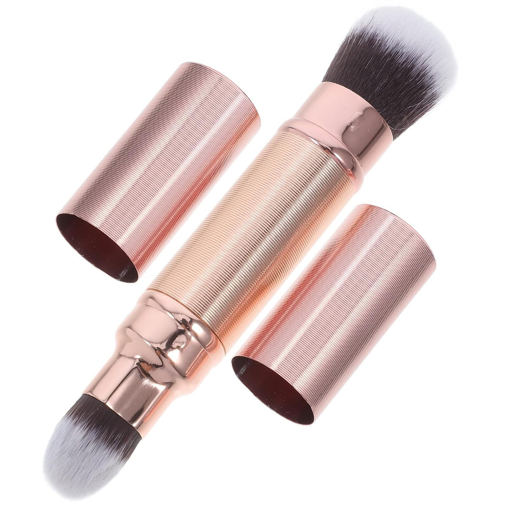 Double Ended Makeup Brush - Retractable Powder & Concealer Blending Brush, Soft Synthetic Dual Ended Foundation Tool