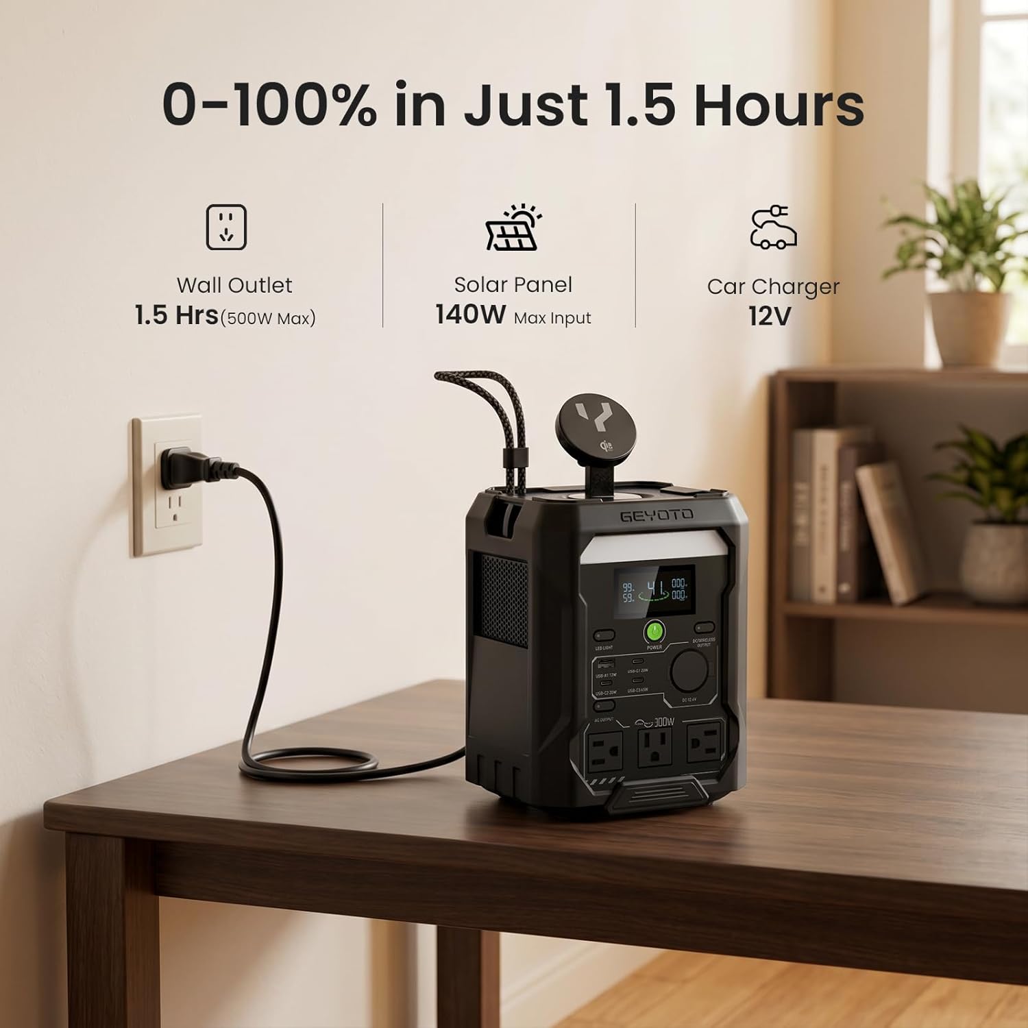 N300 Portable Power Station, 256Wh LifePO4 Battery,300W AC Outlets (500W P-Boost), 25W Wireless Charging, <10ms UPS