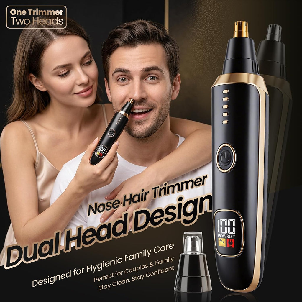 Nose & Ear Hair Trimmer with LED Display for Men and Women, 2026 USB Rechargeable Facial Trimmer Clipper for Easy