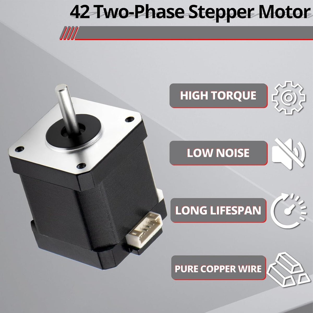 MAKERELE 3PC Nema 17 Stepper Motor, 42-60mm Body, 2A 73Ncm(103oz.in)