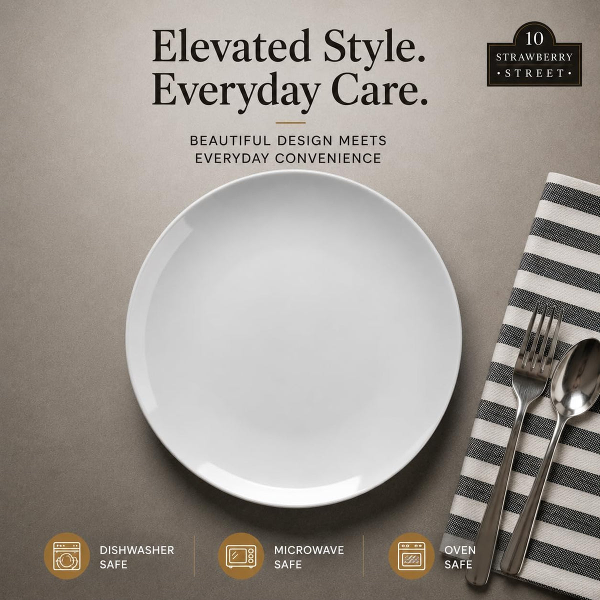 10.5" Catering Coupe Dinner Plate, Set of 12,White