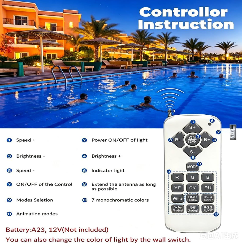 LED Pool Light Bulb for Inground Pool, 120V RGB Color Changing Underwater Pool Lights with 16 Lighting Modes, E26
