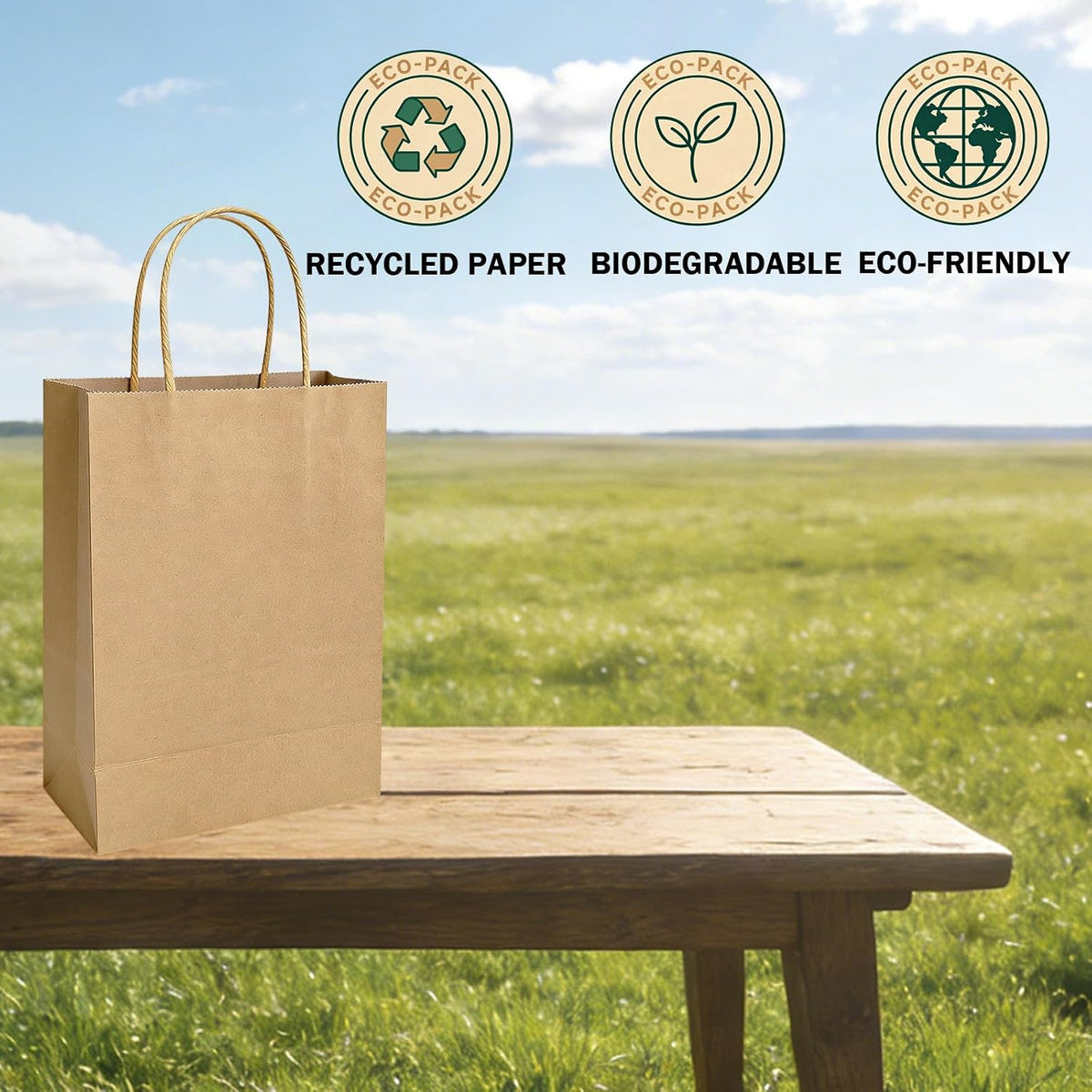 30 Pack 5.15×3.15×7.8 in Kraft Small Paper Bags with Handles