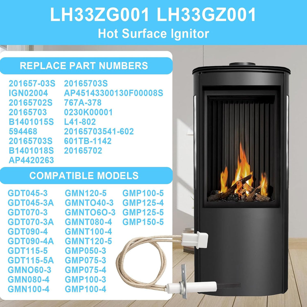 LH33ZG001 Hot Surface Ignitor Compatible With Carrier Bryant Payne Furnace
