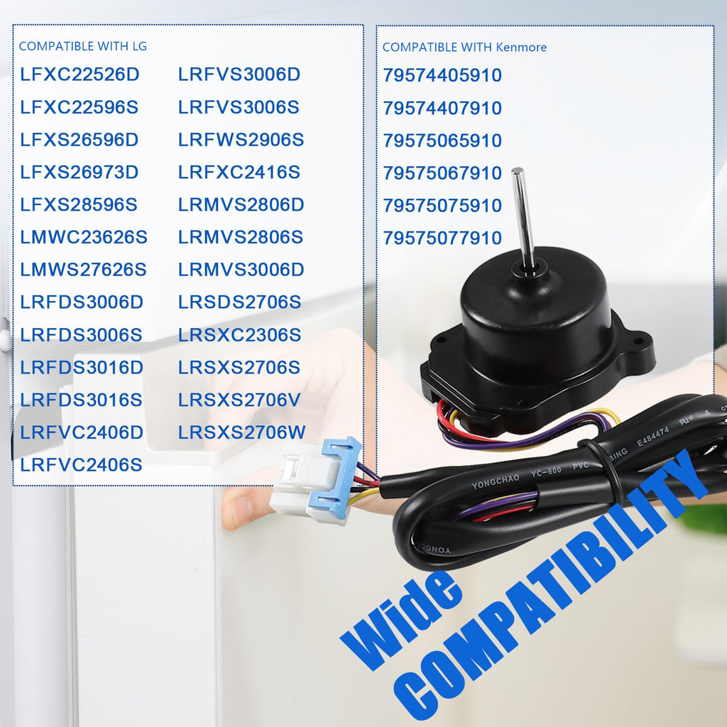 LRFDS3006S LRMVS2806S LRMW2906S/00 Refrigerator Condenser Fan Motor for LG LFXC22526D LFXC22596S LFXS26596D LFXS26973D LFXS28596S LMWC23626S LRFDS3006D LRFVC2406S LFCS27596S/08 LRFOC2606S LRFLC2706S