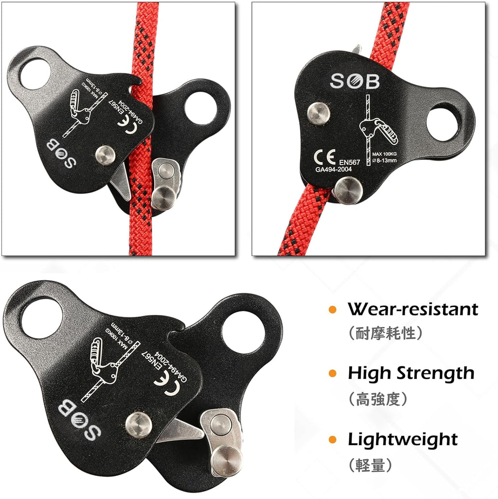 Climbing Ascender Fall Protection Rope Grab Belay Device Gear Aluminum Alloy Self-Locking for Rock Tree Climbing