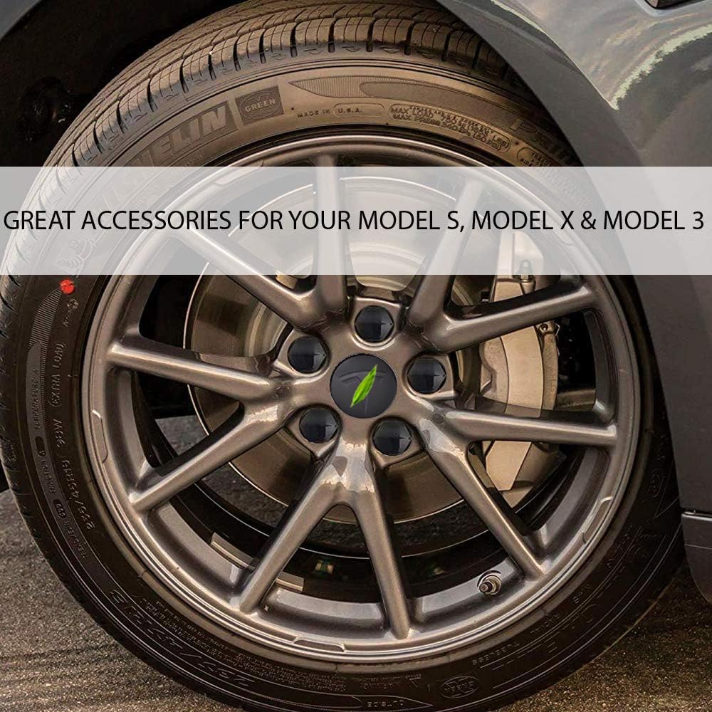 Exterior Decoration 4 Wheel Center Caps and 20 Lug Nut Covers & Air Cap Covers Compatible with Model X S 3 Y