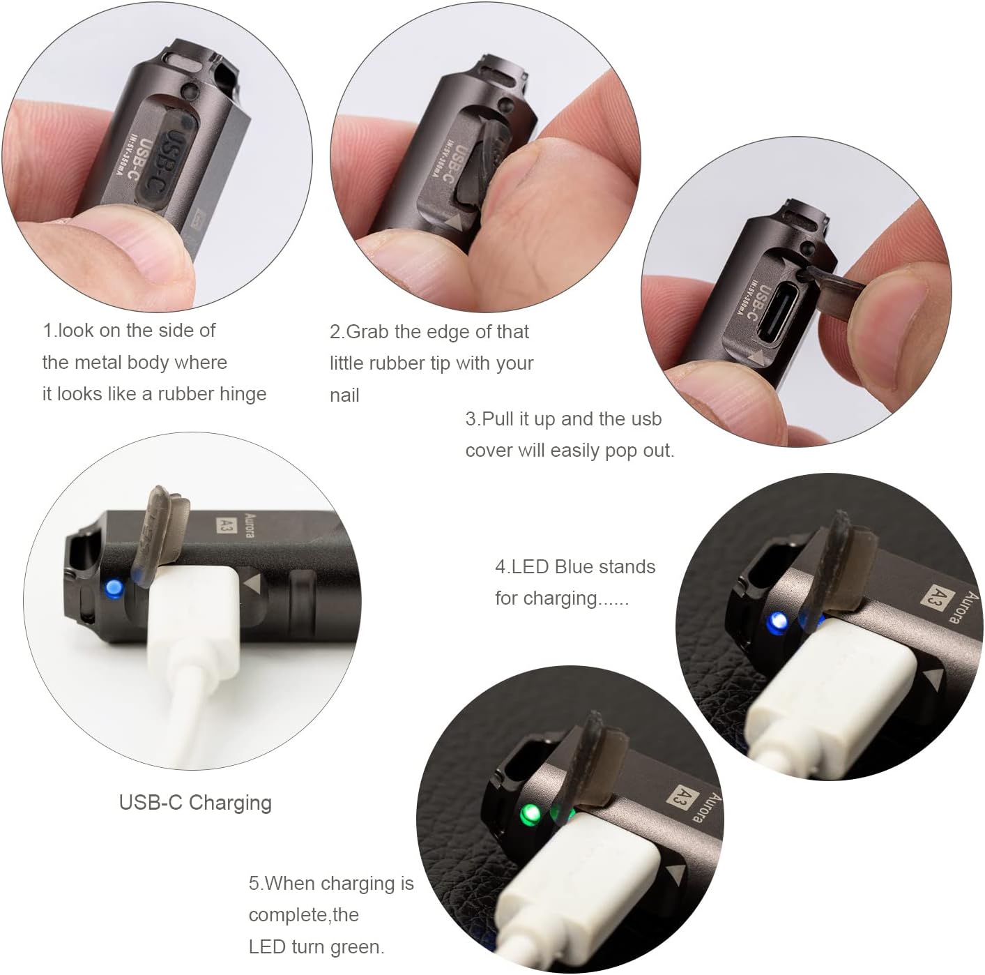 A3 Gen 4 Mini Keychain Flashlight Super Bright 650 Lumens | USB C Rechargeable EDC Flashlight, 5 Brightness Levels