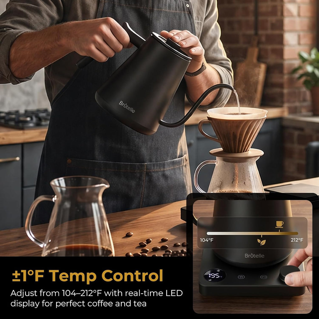Gooseneck Electric Kettle Coffee Kettle with ±1°F Temperature Control, 27oz/0.8L 1200W Rapid Heating, 2Hours Keep