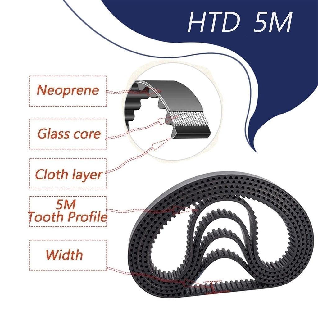 FENOQ Black Strap HTD Belt 500-5M-10, Closed Loop Timing Belts, 12/15/30mm Width, 500 Length, Synchronous Rubber Belts Part, 100 Teeth, Suitable for Timing Pully Conveyor Belts(Color:Width 17mm)