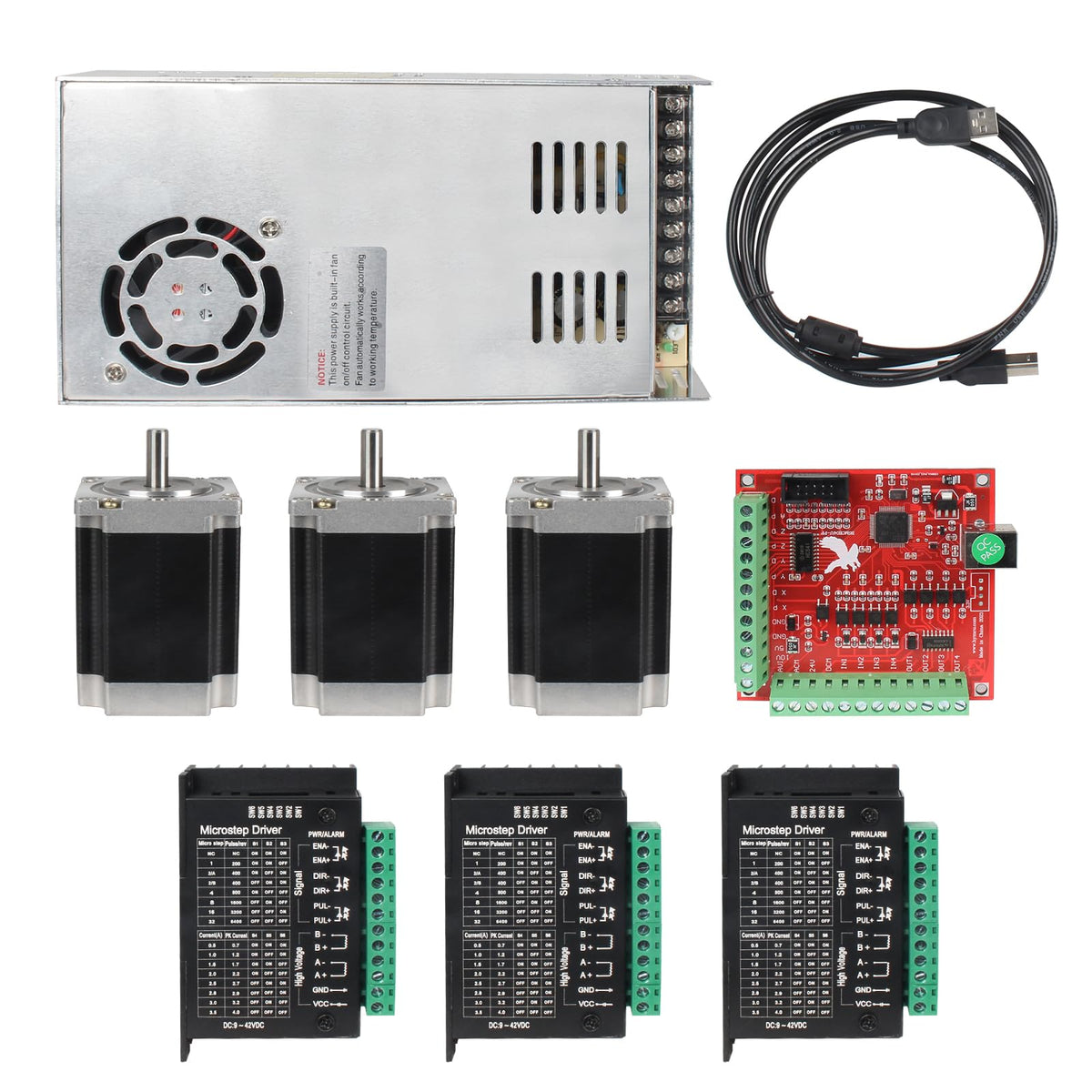 RATTMMOTOR CNC Controller Kit, 3 Axis CNC Kit+Nema23 Stepper Motor