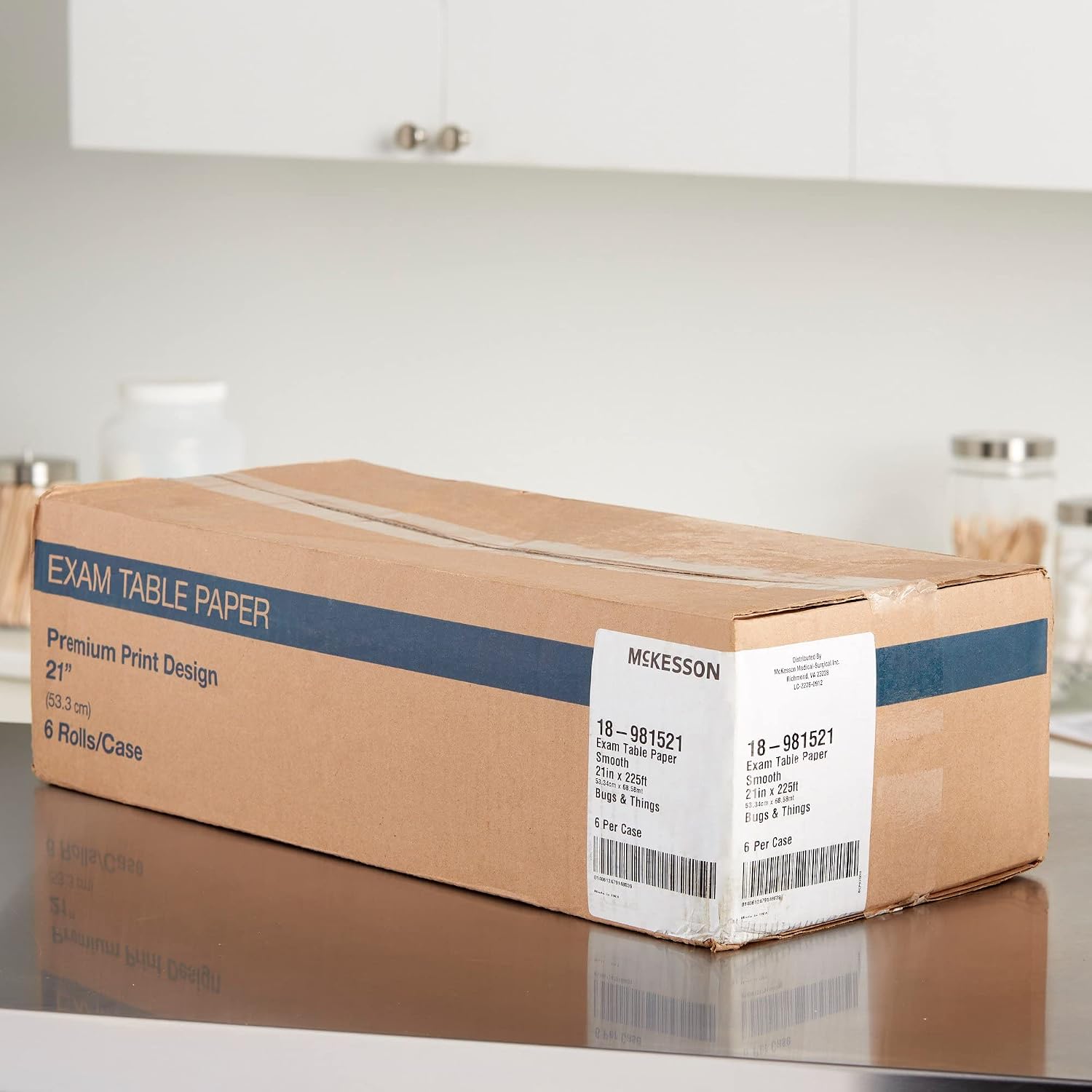 Exam Table Paper, Barrier Protection, White, 21 in x 225 ft, 6 ct | Smooth Pediatric Table Paper