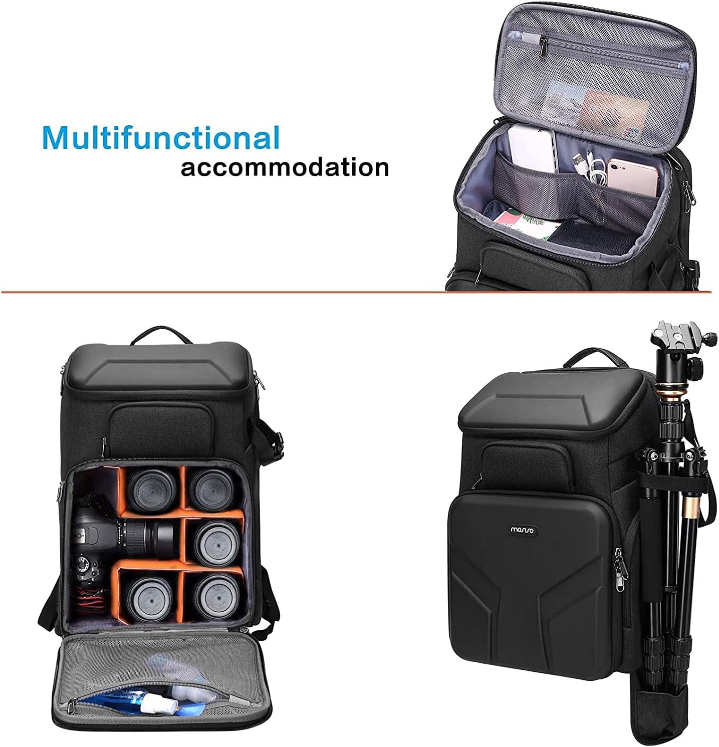 Camera Backpack, DSLR/SLR/Mirrorless Photography Camera Bag | Waterproof Front Hard Shell&17.3 inch Laptop