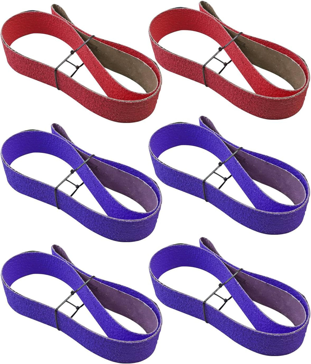 2 x 72 Inch Ceramic Sanding Belts Kit for Metal Grinding, 6 Pack
