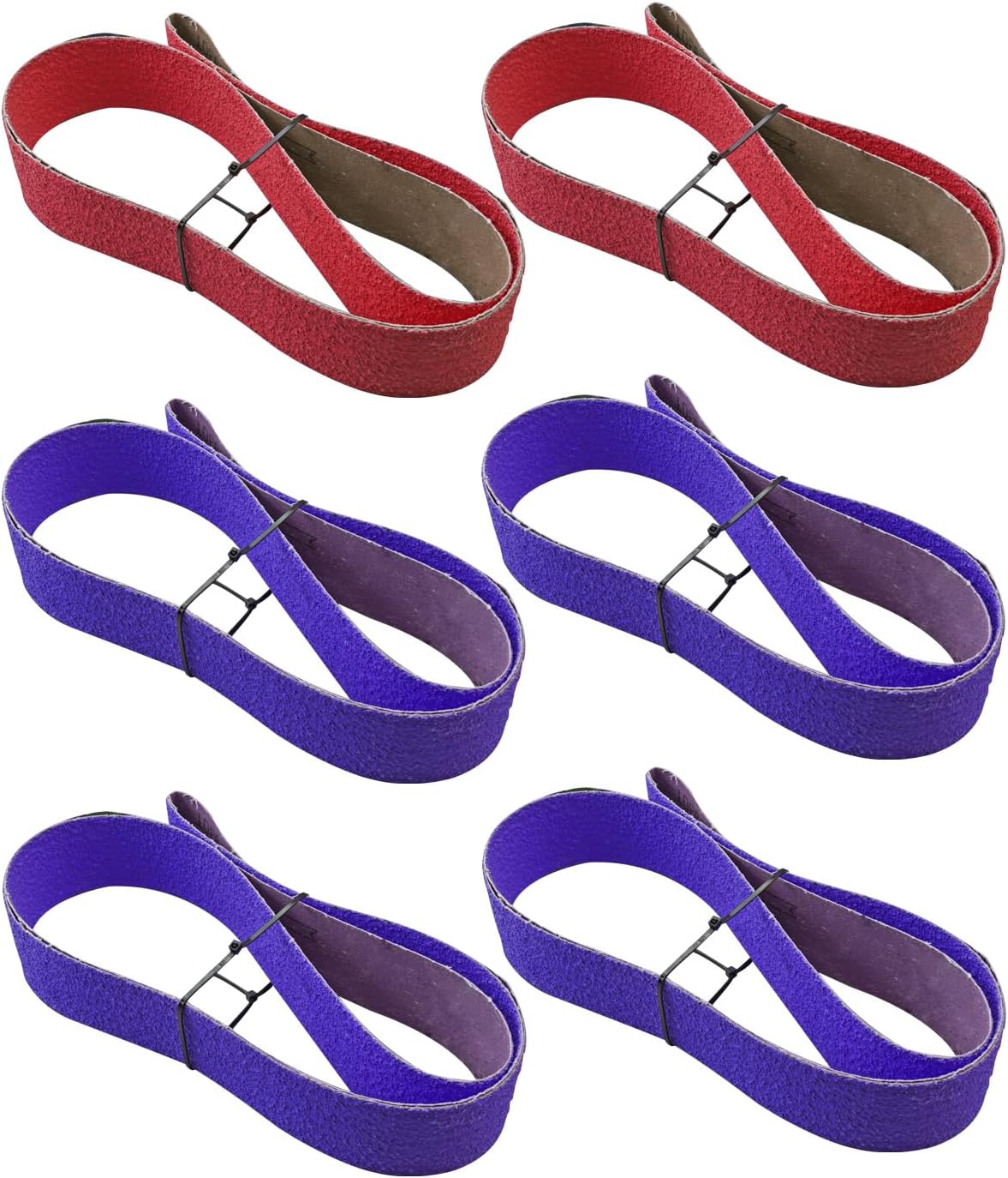 2 x 72 Inch Ceramic Sanding Belts Kit for Metal Grinding, 6 Pack