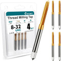 4 Pcs 8-32 UNC Thread Tap Set, M2 HSS Right Hand Thread Milling Tap