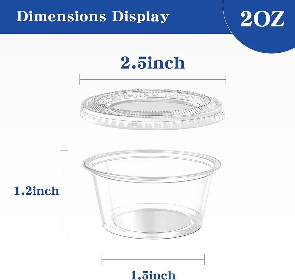 400 sets - 2 oz Portion Cups with Lids, Jello Shot Cups with Lids
