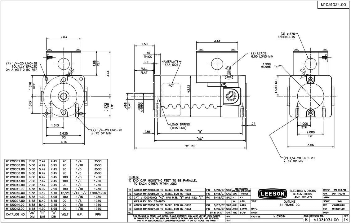 Leeson Motors DC Motor-1/8HP, 90V, 3500RPM, TENV