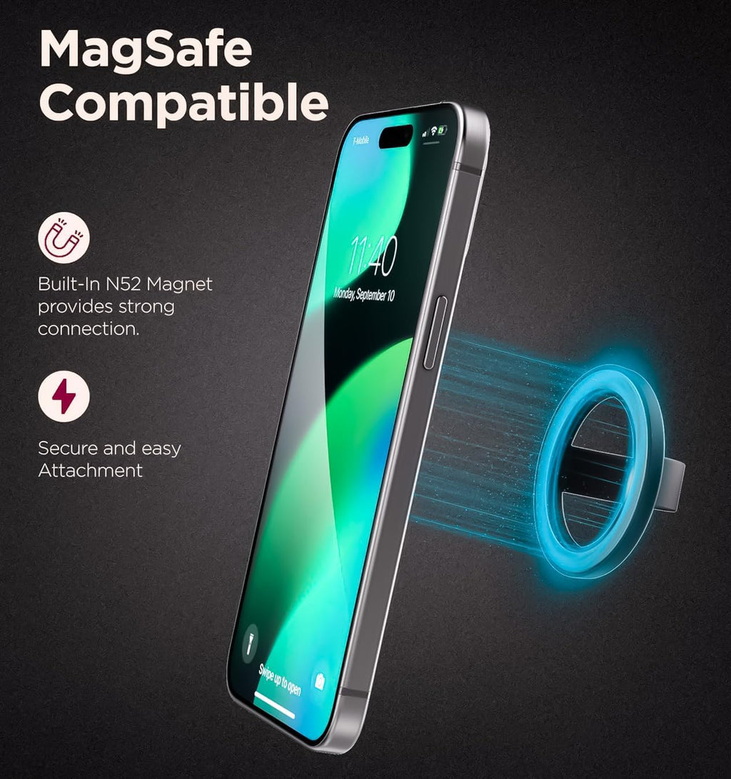 Magnetic Phone Grip Holder Thin Silicone Finger Loop Ring, Compatible with Magsafe (White)