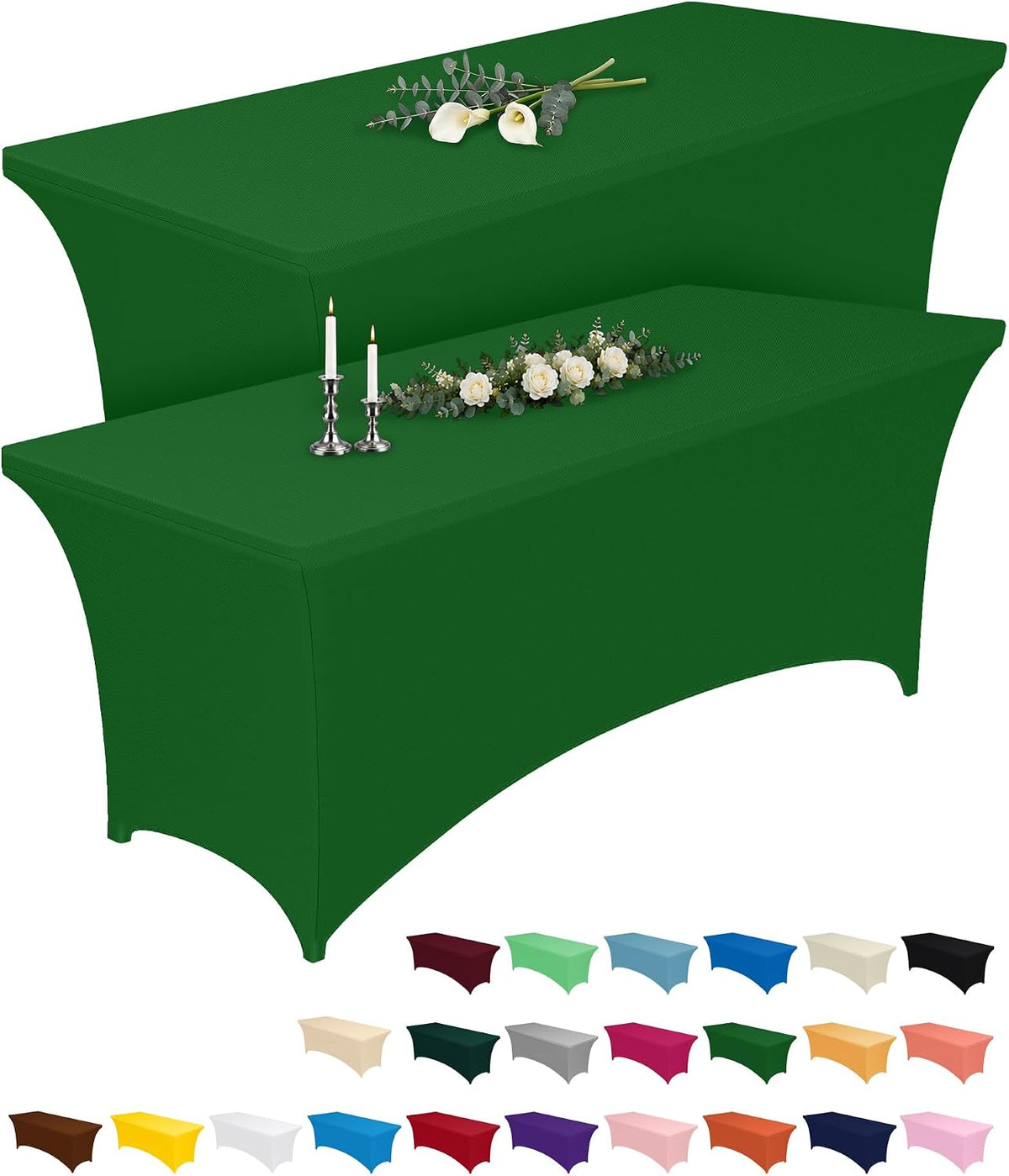 Spandex Tablecloth 6ft 2 Pack Green