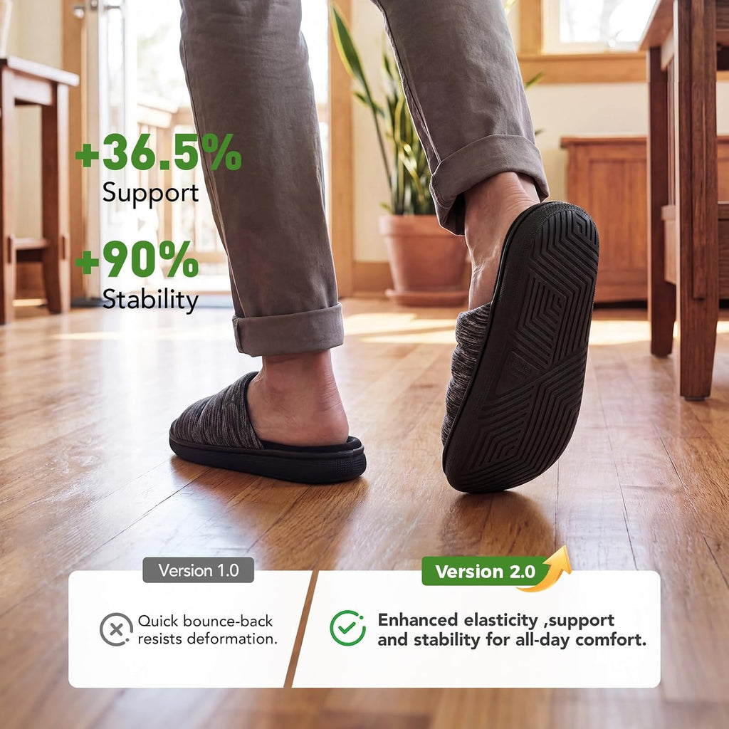 Mens Open-Toe Slippers Memory Foam Indoor Outdoor House Shoes