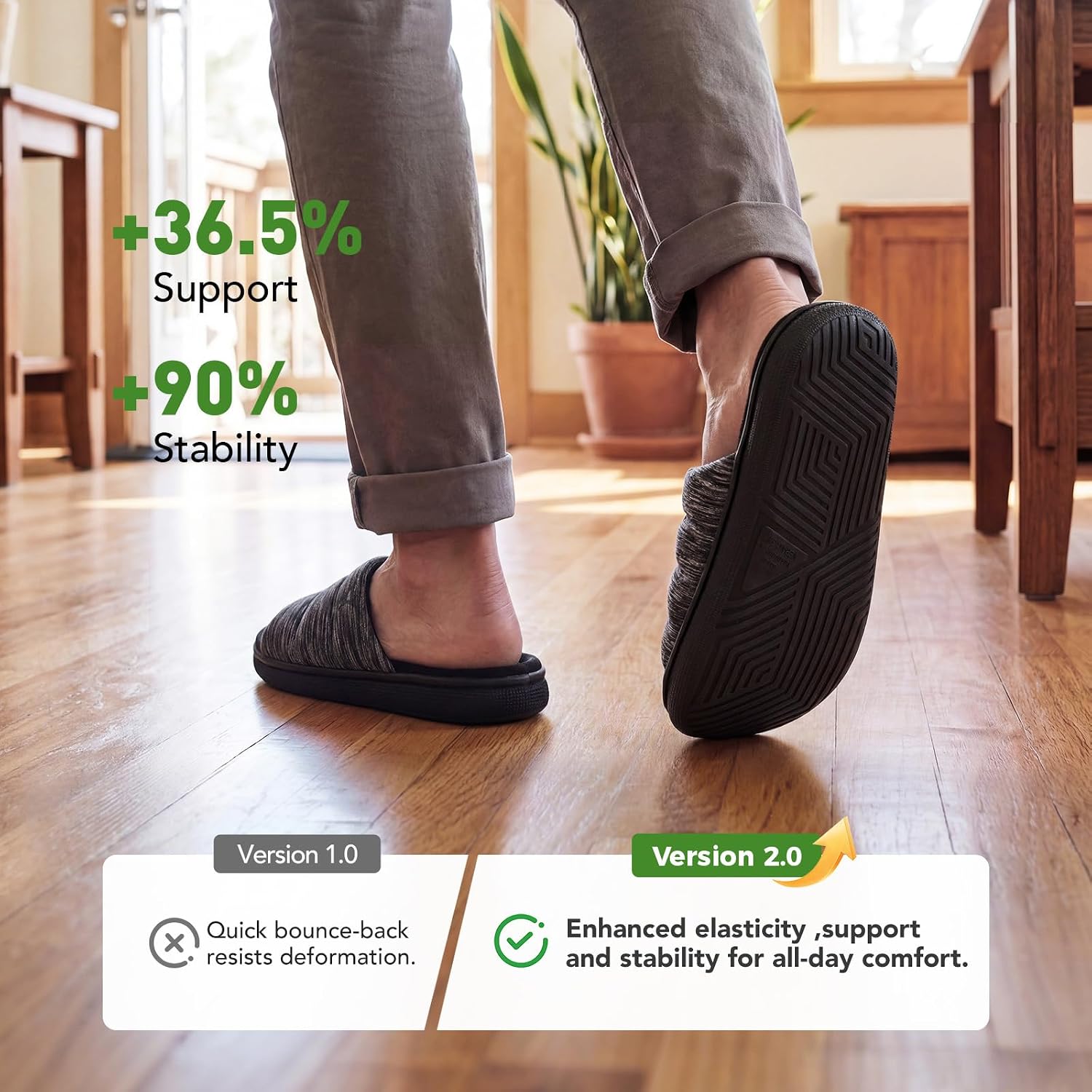Mens Open-Toe Slippers Memory Foam Indoor Outdoor House Shoes