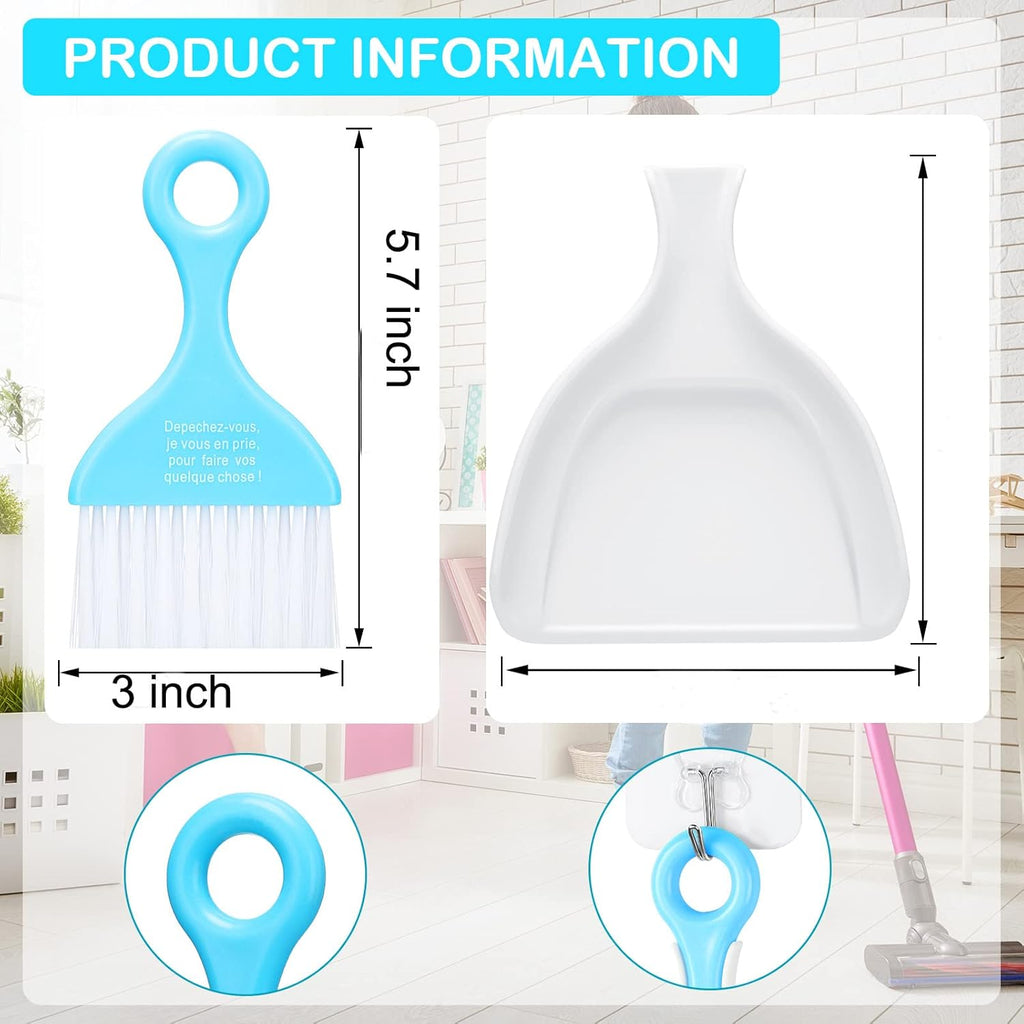 3 Pack Mini Dustpan and Brush Set Colorful Small Broom and Dustpan Set Hand Whisk Brooms Tiny Cleaning Brush Table