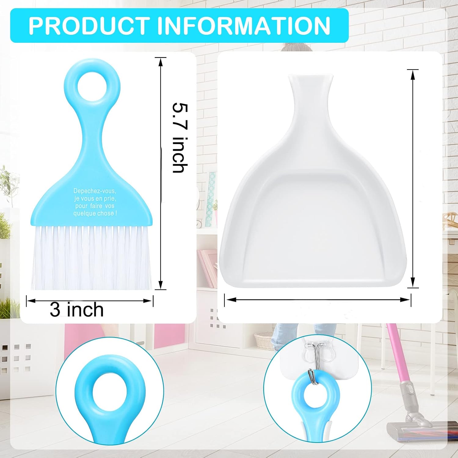 3 Pack Mini Dustpan and Brush Set Colorful Small Broom and Dustpan Set Hand Whisk Brooms Tiny Cleaning Brush Table