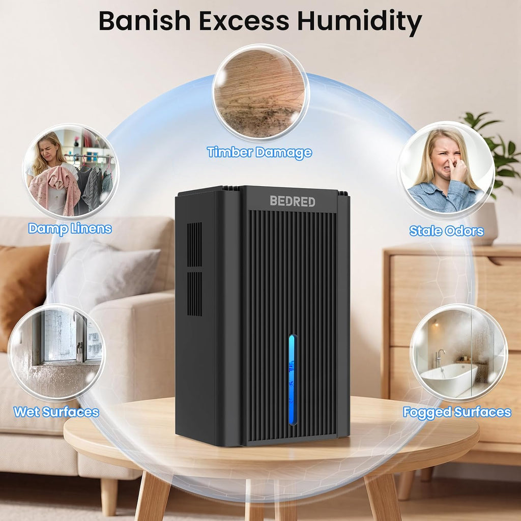 Dehumidifier, Quiet Dehumidifiers for Home 1000 Sq.Ft with 95 OZ Water Tank, Auto Shut Off 7 Color LED Ambient Light