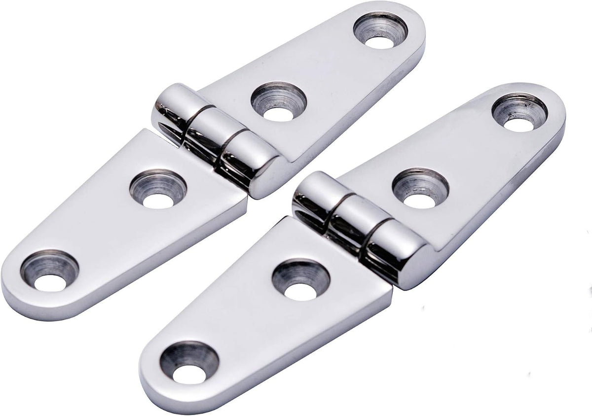 Boat Hatch Hinge 316 Stainless Steel,Casting Deck Cabinet Strap Hinges 4 Inch x 1 Inch,Used for Boats/Yachts/Doors/Windows,Pack of 2,Include Screws