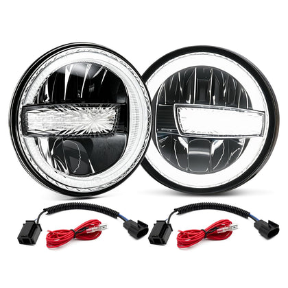 7 Inch Round Compatible with Jeep Liberty LED Headlight Assembly 2003-2007