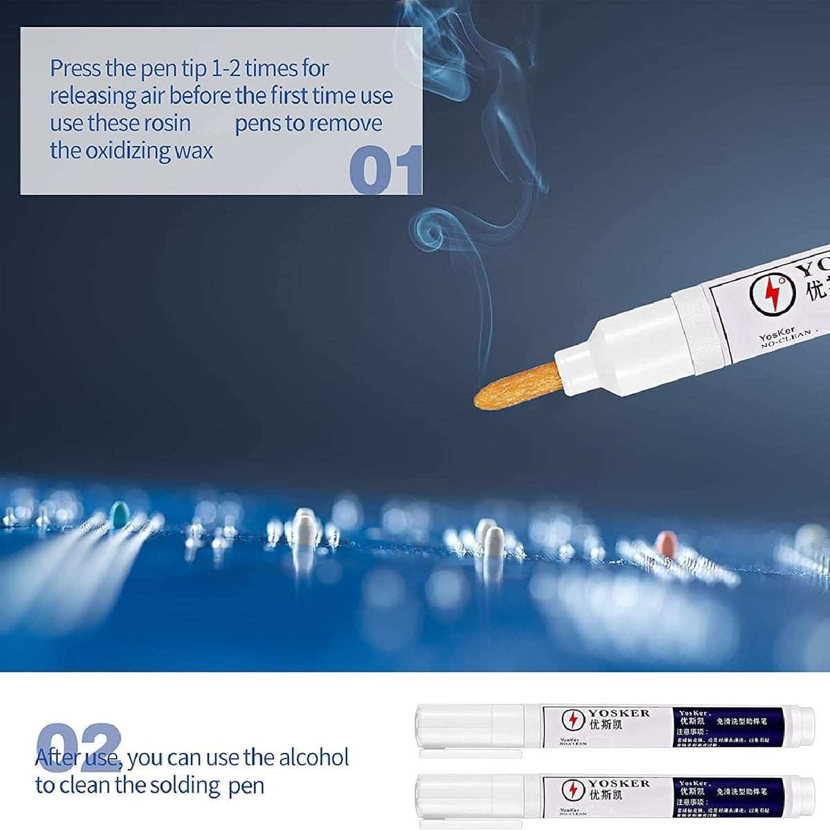 3 Pcs No Clean Soldering Pen Rosin Solder Pen for PCB Electronics Welding