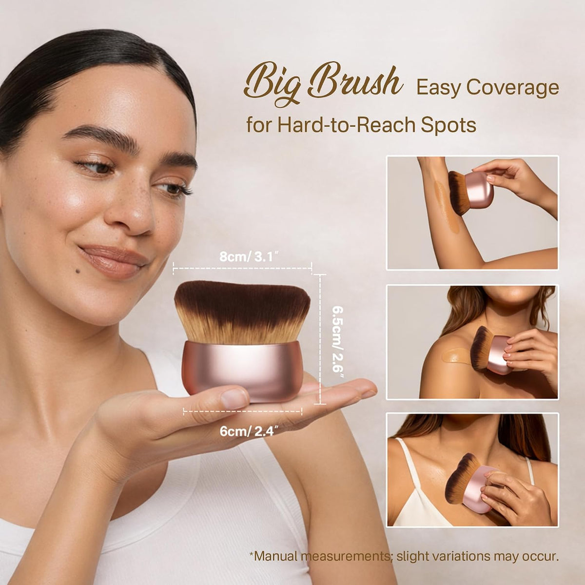 Streak-Free Kabuki Self Tanner Brush, Large Body Makeup Brush,Soft Dense Body Brus h for Self Tanner, Vegan Tanning