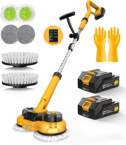 Cordless Electric Mop M1, 2-in-1 Spin Mop & Floor Scrubber | 800RPM electric floor Machine, 6000mAh Battery, Smart